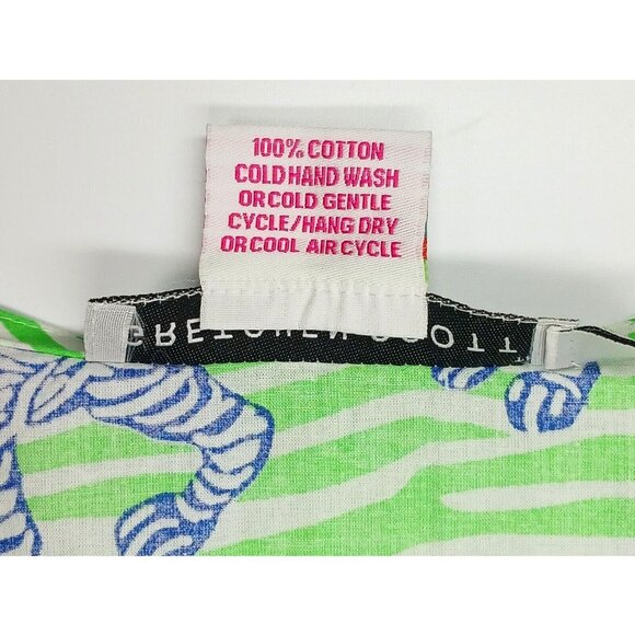 GRETCHEN SCOTT Tiger Tails Cotton Tunic Dress Cover Up Womens M Blue Green - Picture 10 of 10